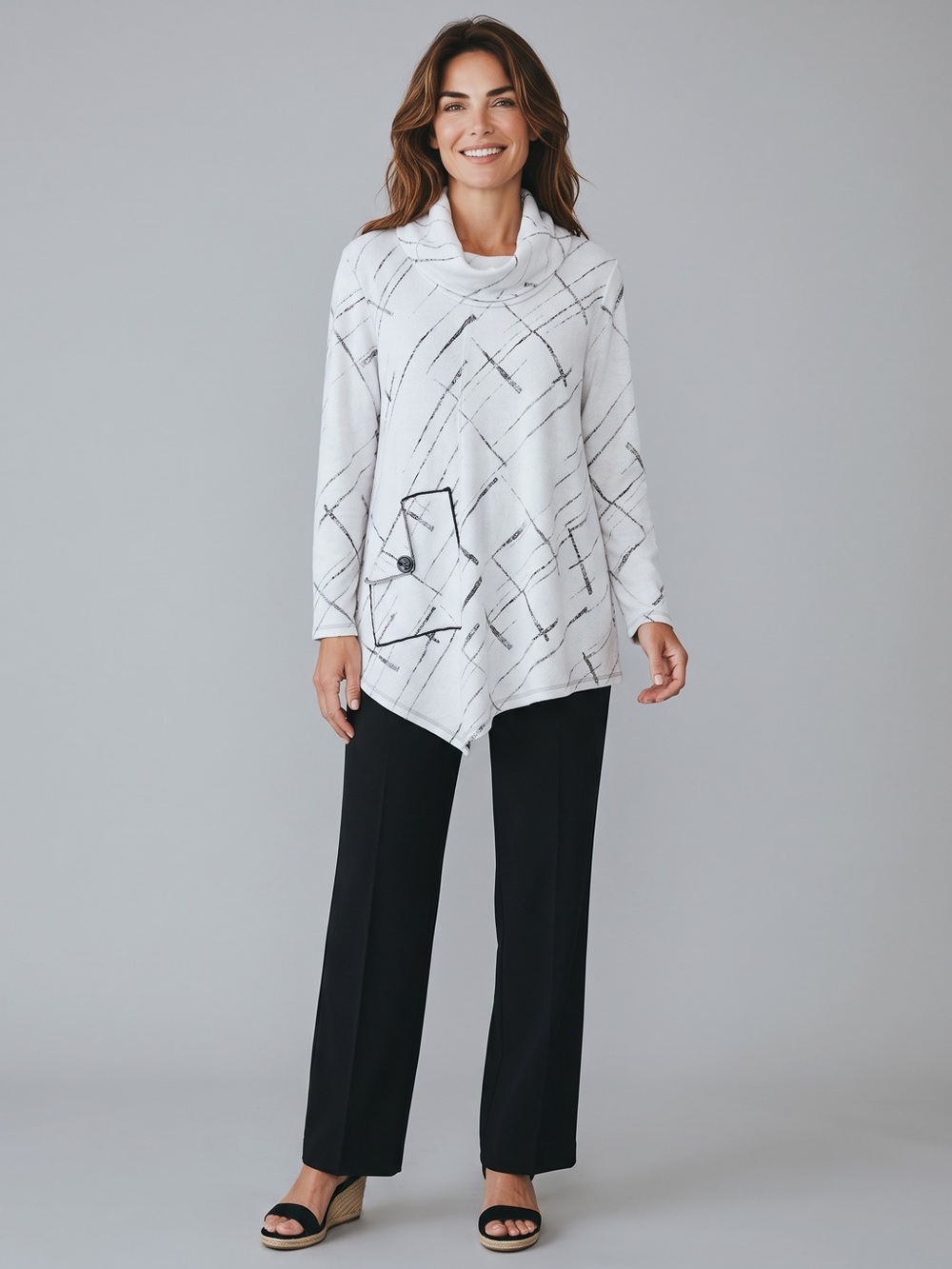 Ali Miles Geometric Artsy Tunic Top